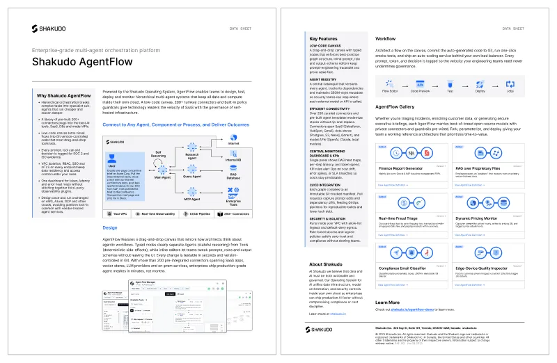 Shakudo AgentFlow Datasheet